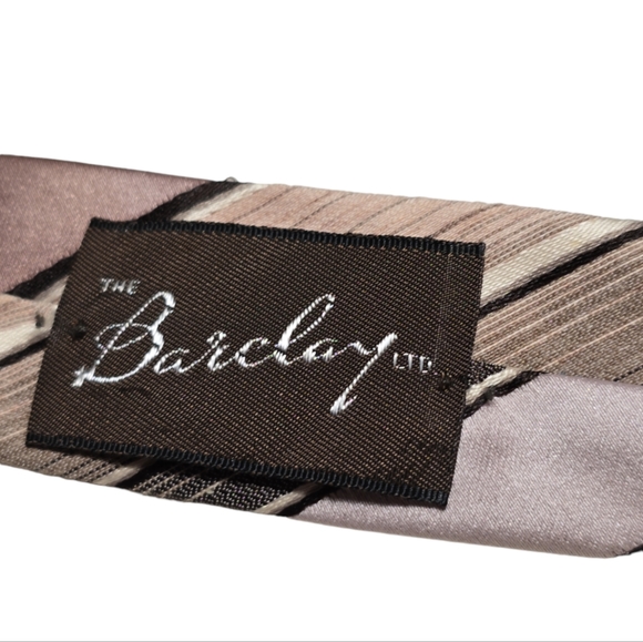 Vintage 70s Pegasus Cream Brown Mens Ties Striped - Picture 3 of 4